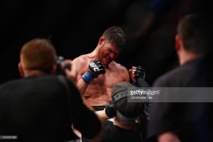 Michael Bisping celebrates his victory in front of his countrymen. (Credit Getty Images)